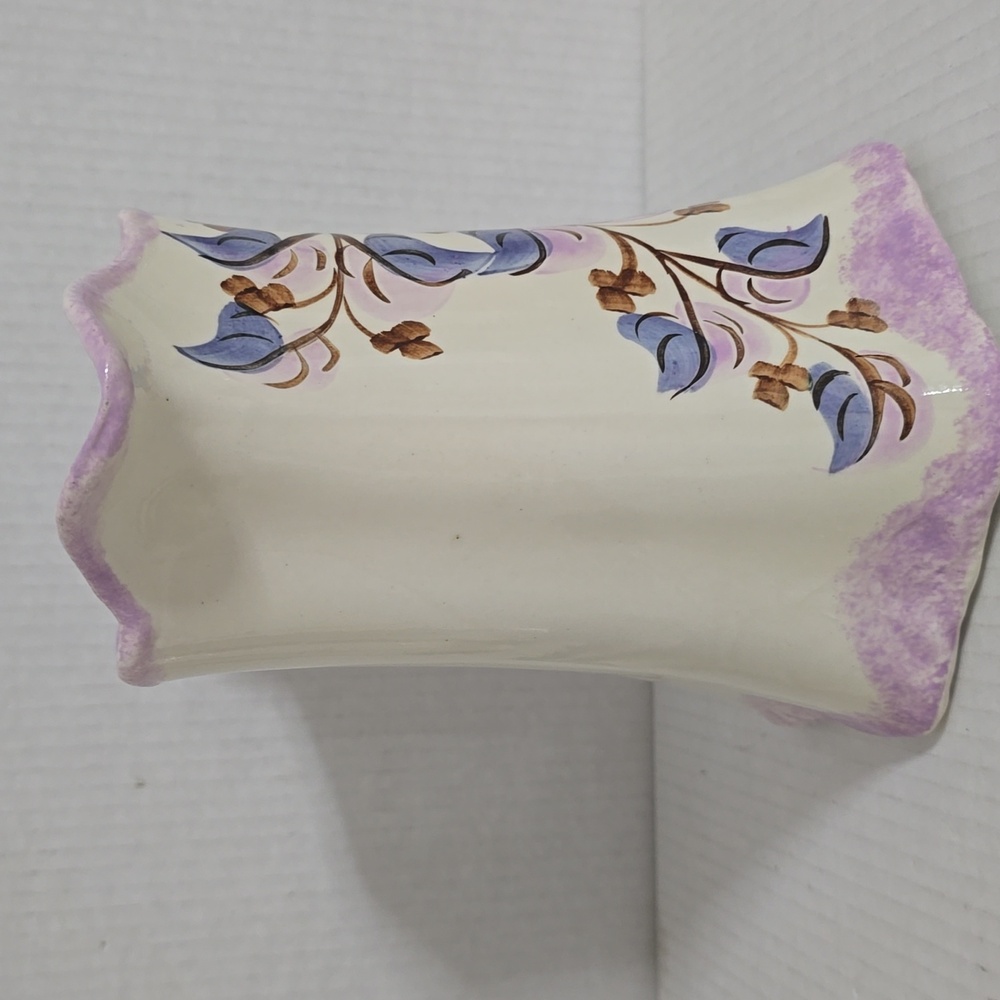 Vintage Clinchfield Potteru Floral Cream and Purple Ceramic Pitcher - Picture 6 of 16